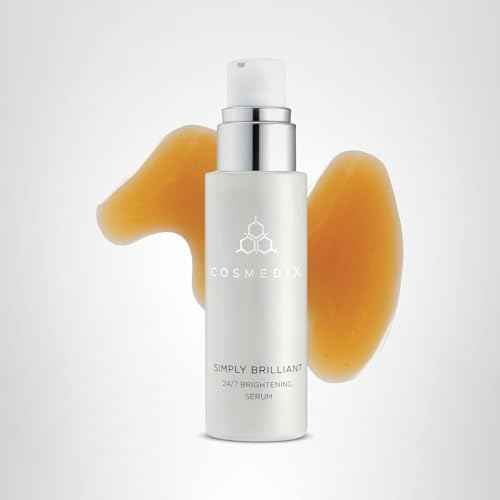 COSMEDIX Simply Brilliant 24/7 Brightening Face Serum - Exfoliating Facial Serum for Fine Lines, Wrinkles & Uneven Skin Tone - Gentle Firming Skincare for Brighter-Looking Skin & Natural Glow