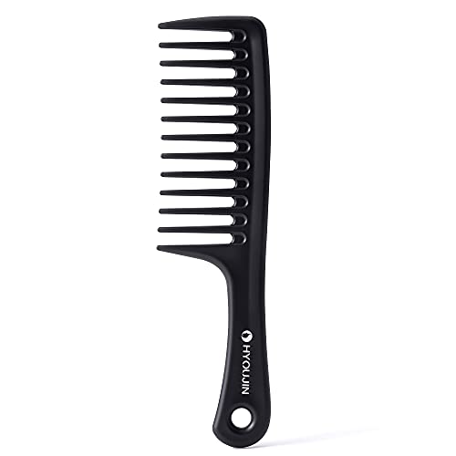HYOUJIN Black Large Wide Tooth Detangler Paddle Brush - Best Styling Comb for Curly, Wet, Long Hair