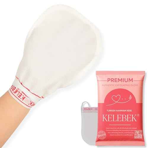 Kelebek Premium Natural Exfoliating Gloves, Turkish Hammam Kese, Original Exfoliating Mitt, Body Scrub for Men and Women
