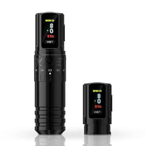 Xnet Vipera Adjustable Stroke Tattoo Machine - Wireless Tattoo Gun, Rotary Cartridge Tattoo Pen with Extra 2400mAh Battery Coreless Motor Tattoo Supply for Professional Tattoo Artists& Beginners,Black