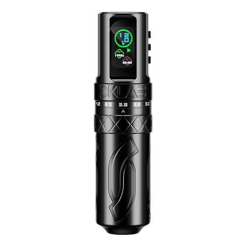DKLAB Mizar Tattoo Pen Machine,Rotary Tattoo Gun Kit Load Strong Japanese Coreless Motor,Stroke Adjustable Start from 2.7mm to 4.5mm,2 Pieces of 1800mAh Battery Pack (Black)