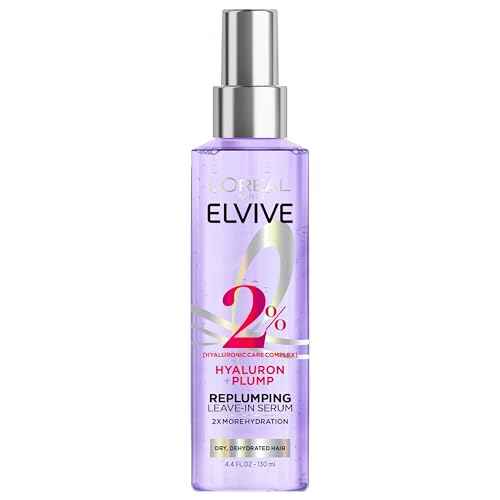 L'Oreal Paris Elvive Hyaluron Plump Moisture Plump Hair Serum for Dehydrated, Dry Hair with Hyaluronic Acid Care Complex, Paraben-Free, 4.4 Fl Oz