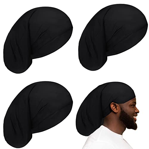 4 Pieces Unisex Dreadlock Cap Long Hair Dreads Head Wrap Sleeping Cap Hair Accessories Sleep Bonnet for Men Women