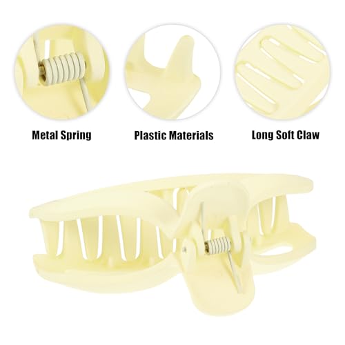 VOCOSTE 1pc Plastic Hair Claws, Hair Clips, Hair Barrettes for Women, Light Yellow, 3.78''x1.85''x1.42''