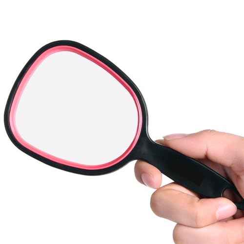 Small Hand Mirror for Travel (6.11" x 2.95'') - Standard 1X Magnification Hand held Mirror with Handle,Lightweight Handle Mirror with Hanging Hole,Single Sided Vanity Makeup Mirror for Women,Kids