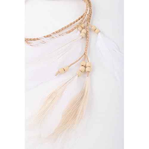 Jumwrit Bohemian Feather Headband Indian Gypsy Headpiece Adjustable Tassel Hairband Hippie Accessories for Women Girls