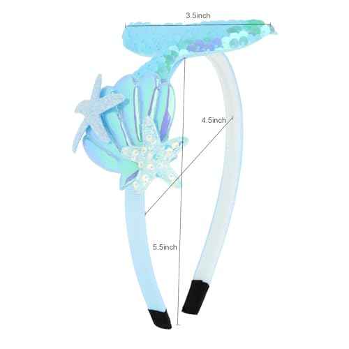 6Pcs Mermaid Headbands for Girls Fish Tail Hair Band for Women White Pink Blue Purple Yellow Multi-colored Headbands Seashell Ocean Theme Cute Headband