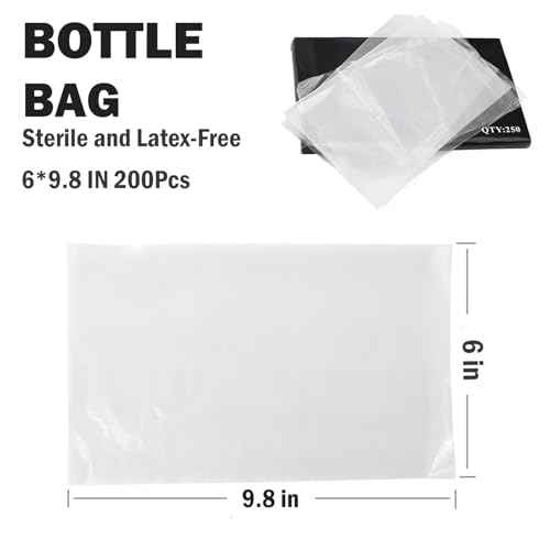 200Pcs Tattoo Machine Covers Self-adhesive Type 2.5¡¿7.4 Inch + 250Pcs Tattoo Wash Bottle Bags 6¡¿10 Inch - Blue Tattoo Pen Covers Machine Bags Tattoo Bottle Cleaning Bags for Tattoo Cleaning Supplies