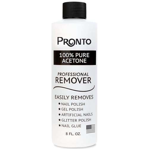 Pronto 100% Acetone Gel Nail Polish Remover - Gel Polish Remover for Nails | Acetone Nail Polish Remover For Nails for Removal of Glue, Gel, Acrylic & Dip | Gel Polish Remover, 8 Fl oz