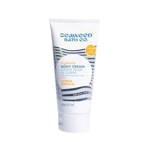 Seaweed Bath Co. Hydrate Body Cream, Citrus Vanilla Scent, 6 Ounce, Nourishing Hand & Body Lotion Moisturizer for Dry Skin, with Sustainably Harvested Seaweed, Kukui Oil, Hyaluronic Acid, Shea Butter