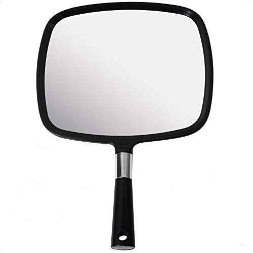 MIRRORVANA Large Hand Mirror with Comfy Handle - Black Portable Handheld Mirror - 9" x 13"