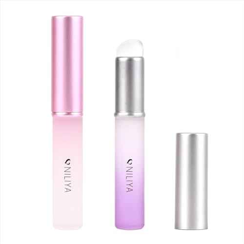 2PCS Silicone Lip Brushes, Lip Applicator, Makeup Brush for Concealer, With Gradient Color Handle£¨Pink + Purple£©