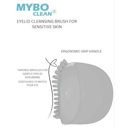 Mybo Clean Eyelid Cleansing Brush for Sensitive Skin (1 Pc) + Hydrating Lids and Lash Cleansing Gel (1Pc) + Travel Bag Ideal for Gentle Cleansing of the Eyelids On the Go