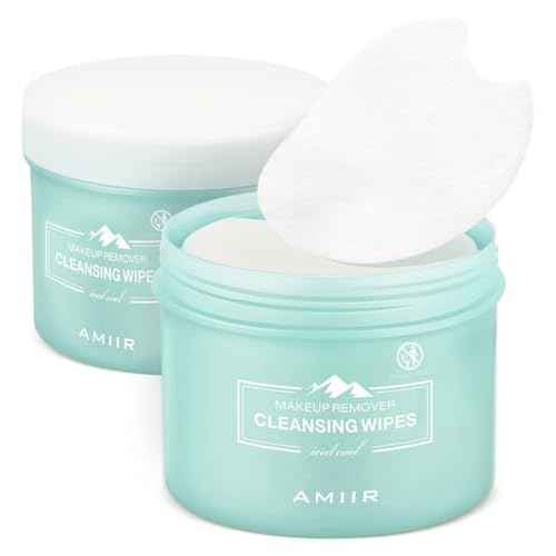 AMIIR 100's Jar Pre-Moistened Face Makeup Remover Wipes Sensitive Skin All-In-One Facial Cleansing Hydrating NO-DRY-OUT Gentle Alcohol-Free, 2 Jars
