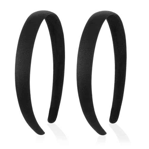 2 Pcs Non Slip Padded Headband Wide Suede Solid Hairband Headbands for Women Trendy Cute Hairband Elastic Hair Accessories Head Band for DIY Costume Girl Fall Wash Face Sister Party Ceremony Halloween