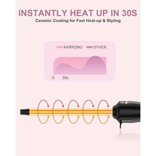 3/8 Inch Curling Iron, Small Curling Wand for Short & Long Hair, Ceramic Wand Curling Iron with 2 Temperature, Instant Heat Up, Halloween Christmas Gifts for Women