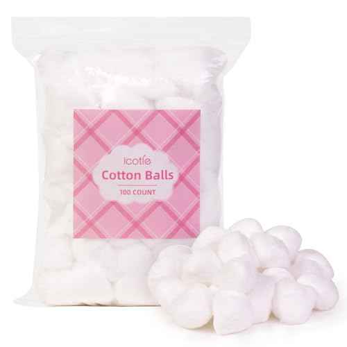 100% Pure Cotton Balls, Large Size, Soft and Absorbent for Make-Up, Nail Polish Removal, Pet Care, Applying Lotion or Powder and First-Aid for Everyday Household Use, 100 Count
