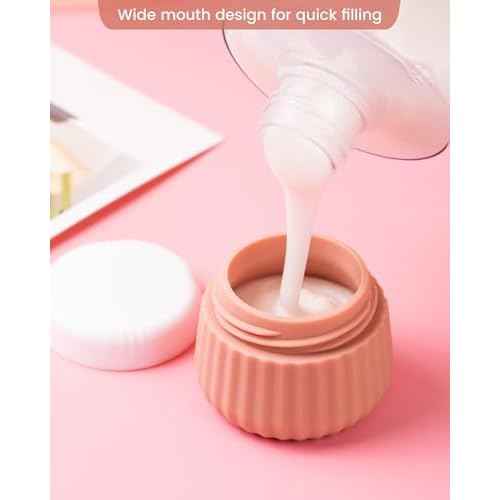 Travel Containers for Toiletries 4 Pack, TSA Approved Travel Size Toiletries, Portable Size Containers, With Clear Bag Leak Proof Silicone Jars, Essentials Creams Jars Carrying Small Items