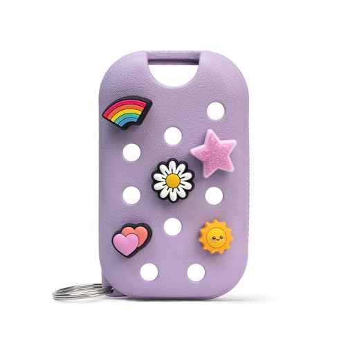 Touchland x Crocs Limited Edition Mist Case 1 Fl. OZ., Stylish Hand Sanitizer Spray Accessory, with 5 JibbitzTM Charms and Keyring, Pixie Lavender Color