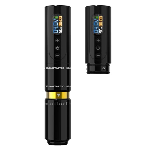 Tattoo Machine with Two Fast Charging Batteries Digital LED Display Rotary Tattoo Pen for Artists Black
