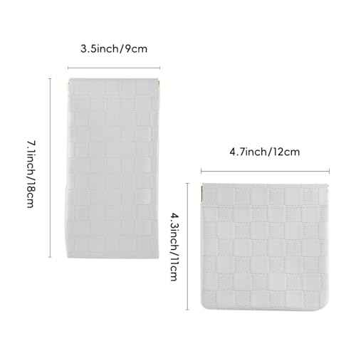 4 PCS Mini Leather Pocket Cosmetic Bag, Small Makeup Bags for Purse, Checkered Purse Self-closing Coin Lipstick Pouch for Women & Girls(White, Black)