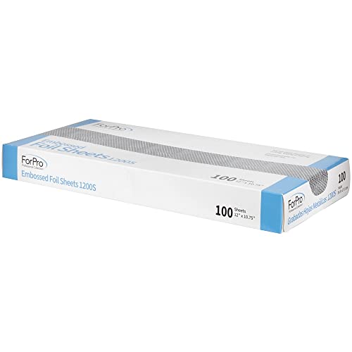 ForPro Professional Collection Embossed Foil Sheets 1200S, Aluminum Foil, Pop-Up Dispenser, for Hair Color Application and Highlighting Services, Food Safe, 12¡± W x 10.75¡± L, 100-Count
