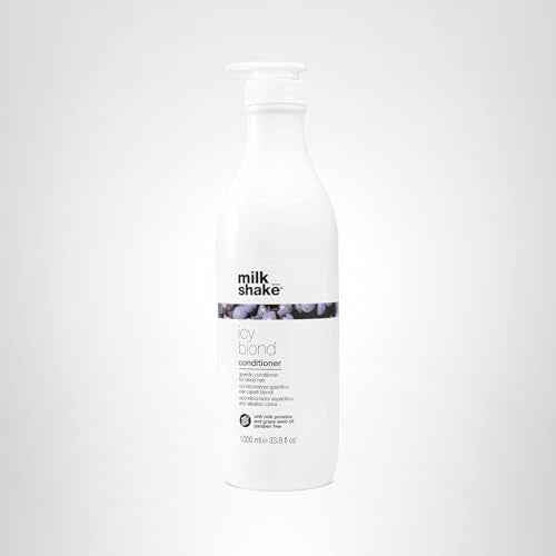 milk_shake icy blond conditioner | award winning toning conditioner with black pigment to neutralize yellow and brass in platinum blonde hair | hydrates and brightens cool tones 33.8 fl oz