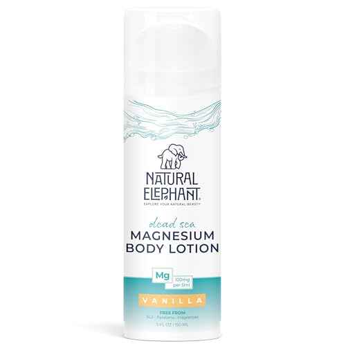 Natural Elephant Dead Sea Magnesium Lotion ? Vanilla Scented Body Moisturizer | Topical Magnesium with Dead Sea Minerals ? 5 oz (150 ml)