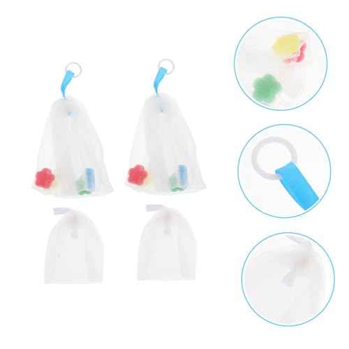 4pcs Soap Foaming Net for Face Cleansing Mesh Bags with Hanging for Rich Bubble Creation Facial Cleanser Accessory Convenient and Easy to Dry