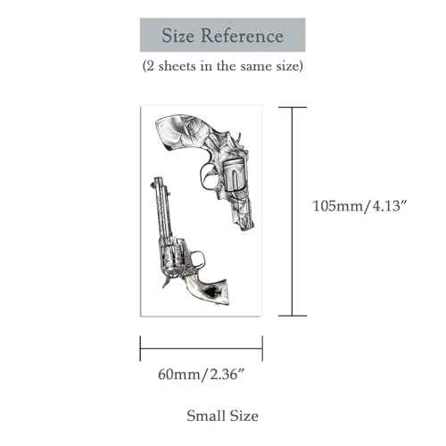 2 Sheets Tiny Small Temporary Tattoos For Women Men Finger Hands Neck Wrist Face, Cute Long Lasting Cartoon Fake Tattoo Stickers For Kids Boys Girls Gun Spade Flower