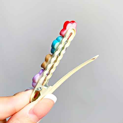 Fancy Flower Alligator Hair Clips and Barrettes Set - 4 Pcs Decorative Hair Accessories for Women with Thick Hair