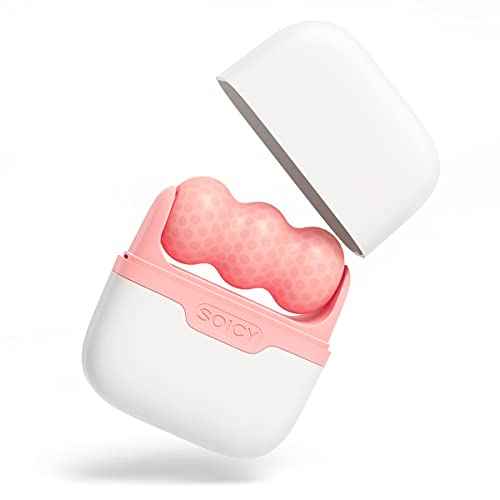 Ice Roller Double Ended, Ice Roller for Face & Eye Puffiness Relief, Ice Face Roller Massager for Migraine Pain, 2 in 1 Facial Ice Roller Skin Care Tool for Whole Body Minor Injury Cold Compress