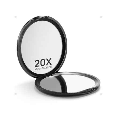 Compact Mirror for Purses,1X/20X Magnifying Mirror,3-inch Pocket Size Small Mirror for Travel and Makeup,Round Black