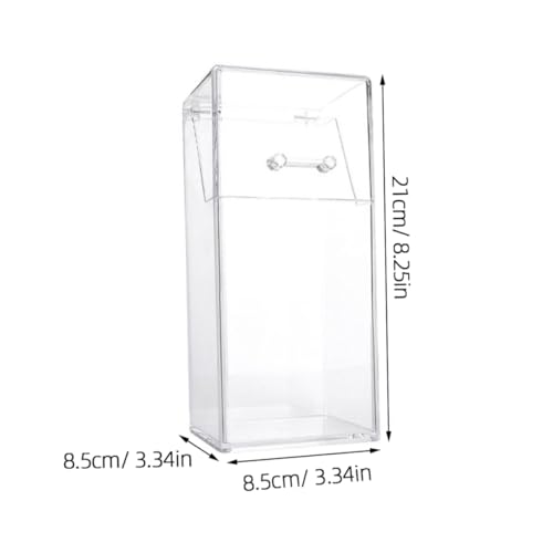 2Pcs Acrylic Makeup Brush Holder with Lid, Clear Makeup Holder, Cosmetic Organizer Cosmetic Storage Display Box for Dressing Tables and Vanity, 3.34 x 3.34 x 8.25inch