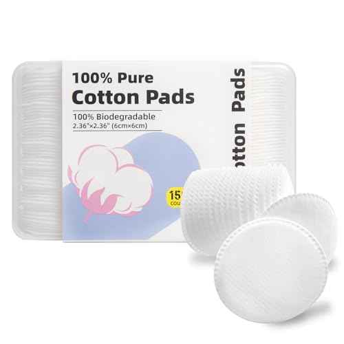 Boxed 100% Cotton Rounds for Face (150), Dual-Texture, Soft, Lint-Free Makeup Remover Pads, Hypoallergenic, Highly Absorbent
