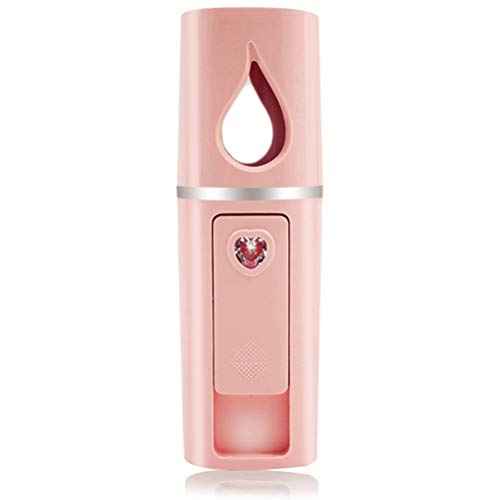 Portable Nano Facial Mister Mini Facial Steamer Atomization Eyelash Extensions with Mirror & 20ml Visual Water Tank (Pink)