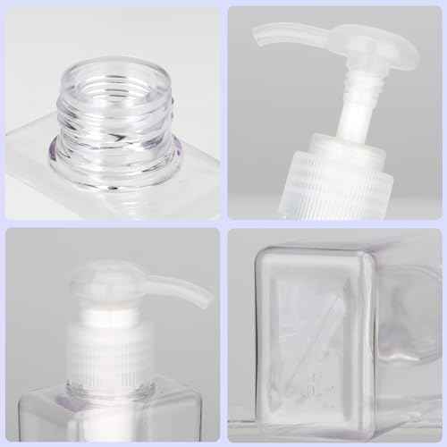 150ml (5.1oz) Pump Bottle Dispenser Jansburg 2 Pack Refillable Flat Square Plastic Lotion Dispenser Leakproof Empty Lotion Pump Bottle for Essential Oil Soap Lotion Shampoo Clear
