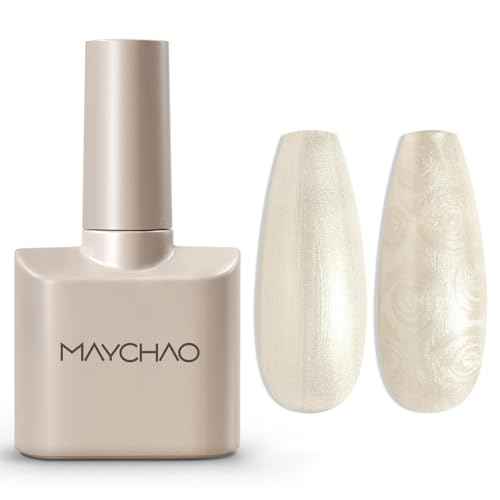 MAYCHAO 15ML Pearl Gel Nail Polish Pearlescent Shell Shimmer Mermaid Aurora Gel Polish Swirl Thread Effect Soak Off UV LED Lamp Curing for Nail Art Manicure Salon DIY at Home, 0.5 OZ