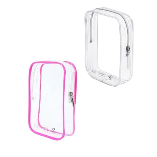 Packing Cubes Quart Size Travel Bag Tsa Approved Clear Toiletry Bag Small European International Must Haves Long Flight Airplane Essentials (2, Pink, Clear)