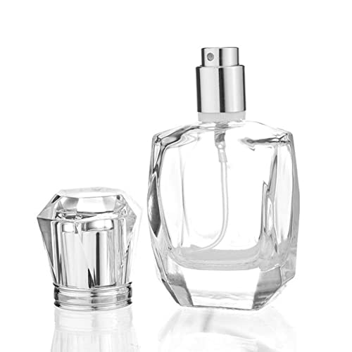 AKOAK 1 Bottle 30ML (1.01 OZ) Crystal Transparent Glass Perfume Bottle Fine Mist Spray Repeatable Filling Clear Bottle for Perfume, Alcohol, Toner