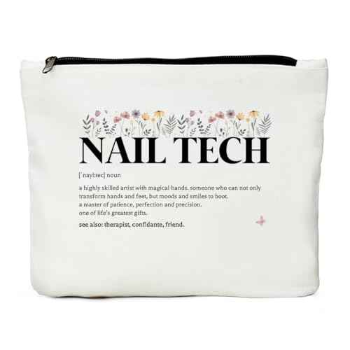 Inspirational Nail Tech Definition Cosmetic Bag, Nail Tech Gifts Makeup Bag, Nail Tech Must Haves, Nail Tech Supplies, Birthday Appreciation Gifts for Women Female Nail Technician Nail Artist