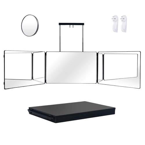 360 Self Hair Cutting Mirror ? Premium HD Glass, Matte Anti-Fingerprint Finish, Anti-Fog, Adjustable & Portable Barber Mirror for Home & Travel