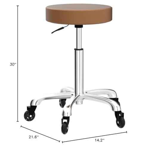 Rolling Salon Stool Swivel Chair with Wheels Height Adjustable Hydraulic for Hair Salon Beauty Facial Massage Spa Tattoo Medical Home Office (Camel)