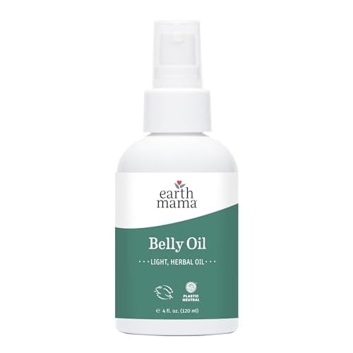 Earth Mama Belly Oil for Dry Skin | Calendula Skin Care Moisturizer Oil to Encourage Natural Elasticity and Help Prevent Stretch Marks During Pregnancy and Postpartum, 4-Fluid Ounce