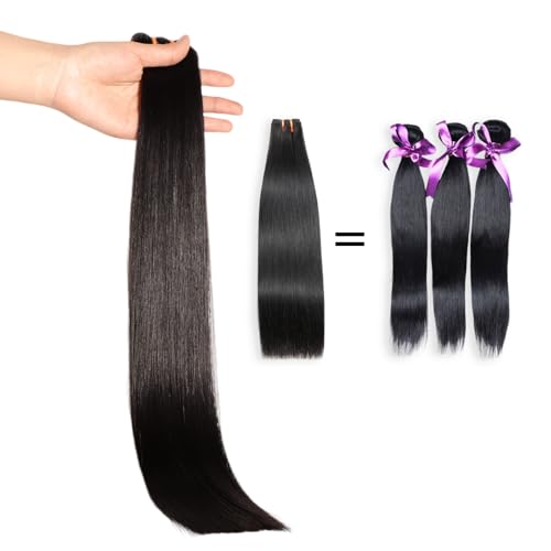 BLACKMOON 16a Raw Indian Hair Bundles 100% Unprocessed Raw Human Hair Straight Bundles Triple Lifespan Than Regular Virgin Hair 20 Inches Double Weft 100g/Bundle Natural Black