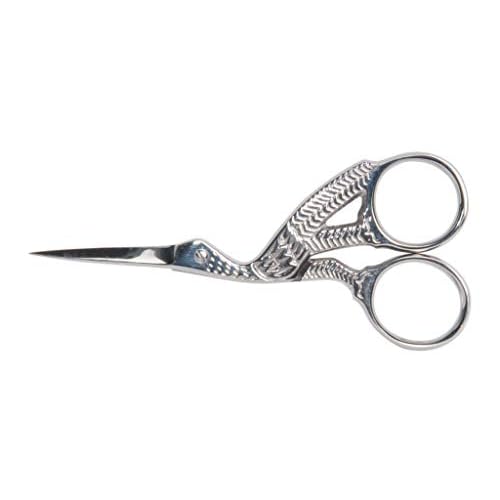 Diane Stork Scissors for Eyebrow Trimming, Facial Hair Grooming Shears, Beauty Tools and Accessories for Women and Men, Silver, 3.75¡±