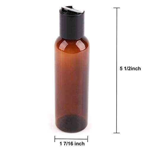 Bekith 30 Pack 4oz Plastic Squeeze Bottles with Disc Top Flip Cap, Empty Amber BPA-Free Refillable Containers For Shampoo, Lotions, Liquid Body Soap, Creams