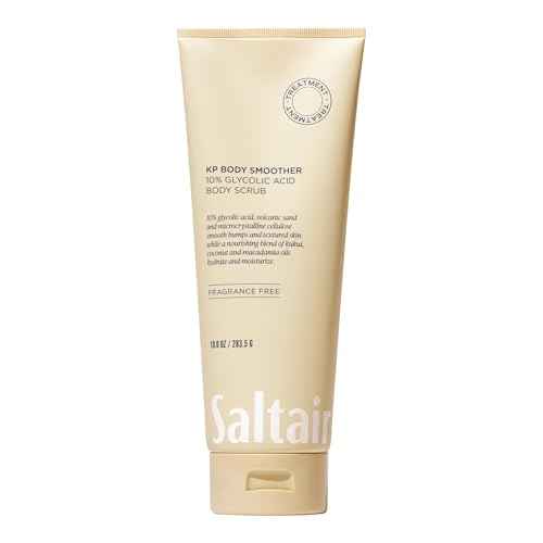 Saltair KP Body Scrub. 10% Glycolic Acid Treatment with Volcanic Sand and Plant Moisturizers. Fragrance-Free Physical Chemical Exfoliator. Exfoliating Body Scrubber for Rough Bumpy Skin, 10oz.