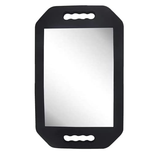 HREW Handle Mirror Large Rectangular Hand Held Mirror with Double Handle - Lightweight Hair Salon Equipment Hairstylist and Barber Accessories (1Pcs Rectangle)