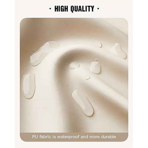 EACHY Toiletry Bag with Hanging Hook, Travel Makeup Bag PU Leather Cosmetic Bags for Women Make Up Organizer with 4 Compartments Waterproof Full-Size Portable Travel Essentials (Beige)